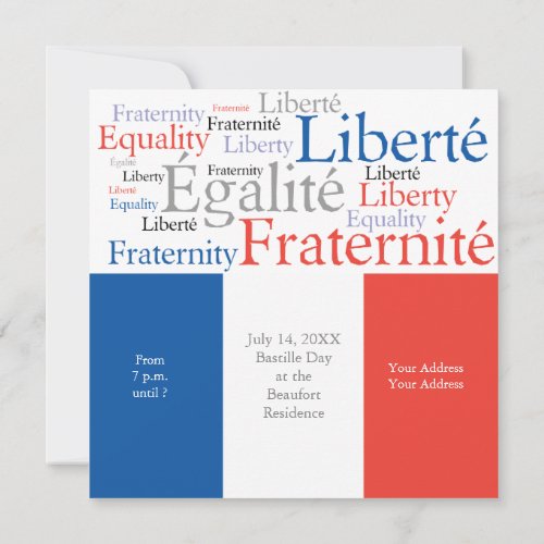 French Theme Party with French Flag Invitation