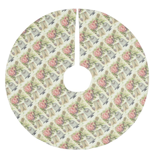 French Theme Vintage Paris Christmas Tree Skirt (Front)