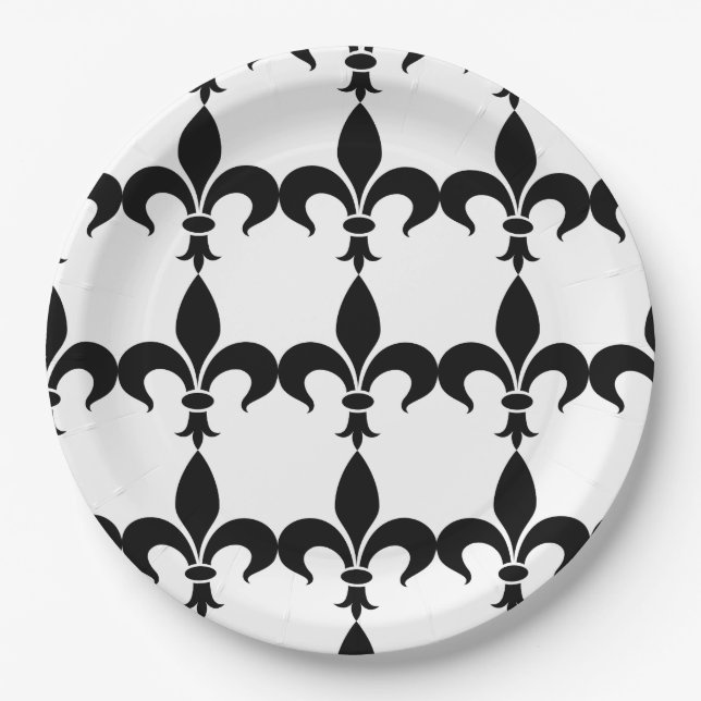 French Themed Party Fleur de Lis Paper Plates (Front)