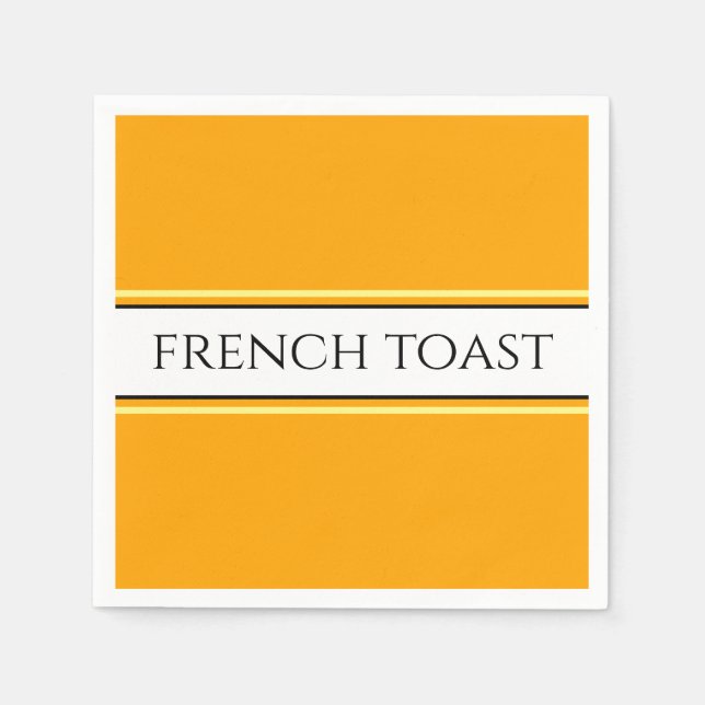 FRENCH TOAST Bright Yellow Orange White Stripes Napkins (Front)