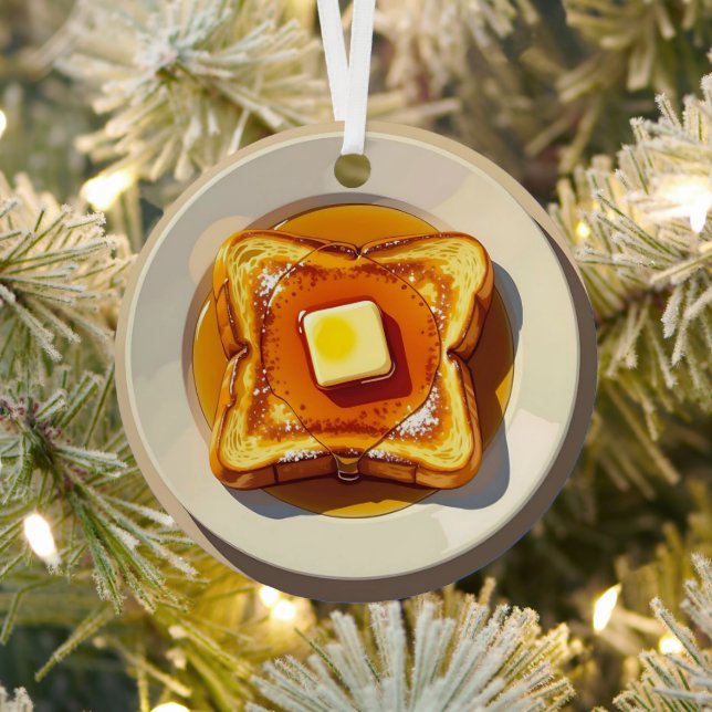 French Toast, Butter and Syrup Breakfast Christmas Metal Ornament (Insitu)