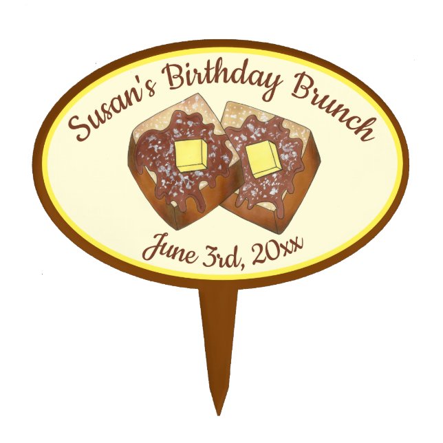 French Toast Butter and Syrup Diner Breakfast Food Cake Topper (Front)