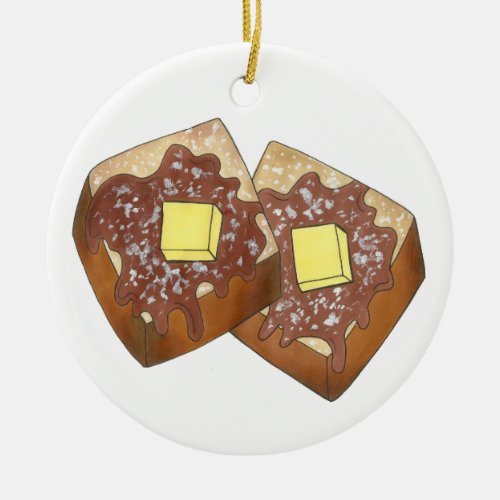 French Toast Butter and Syrup Diner Breakfast Food Ceramic Ornament