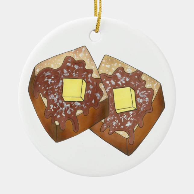 French Toast Butter and Syrup Diner Breakfast Food Ceramic Ornament (Front)