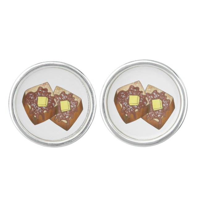 French Toast Butter and Syrup Diner Breakfast Food Cufflinks (Front)