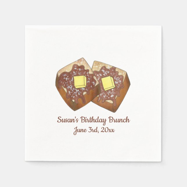 French Toast Butter and Syrup Diner Breakfast Food Napkins (Front)