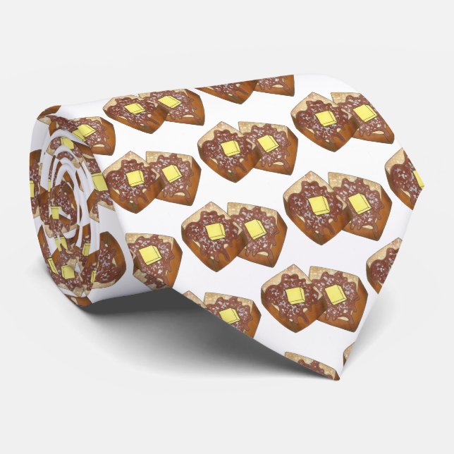 French Toast Butter and Syrup Diner Breakfast Food Neck Tie (Rolled)