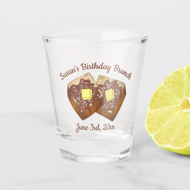 French Toast Butter and Syrup Diner Breakfast Food Shot Glass (Front)