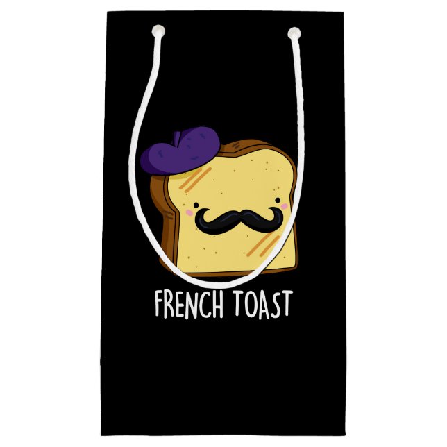 French Toast Funny Bread Pun DArk BG Small Gift Bag (Front)