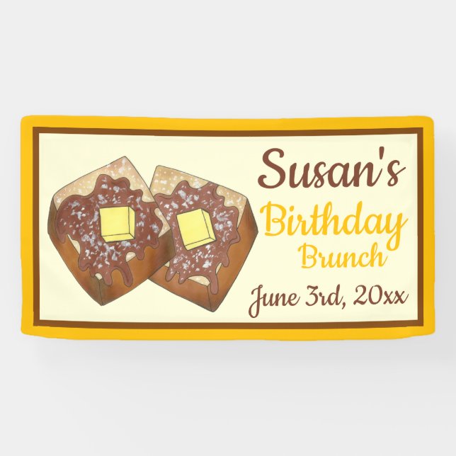 French Toast Maple Syrup Birthday Breakfast Brunch Banner (Horizontal)