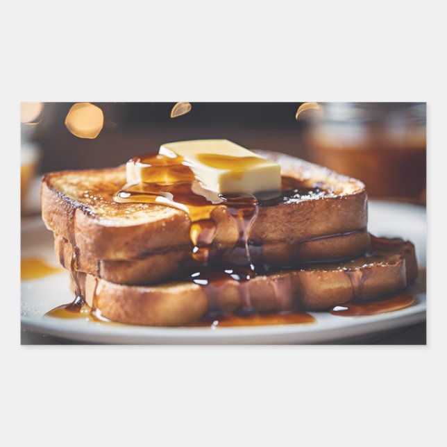 French Toast With Butter & Syrup Rectangular Sticker (Front)