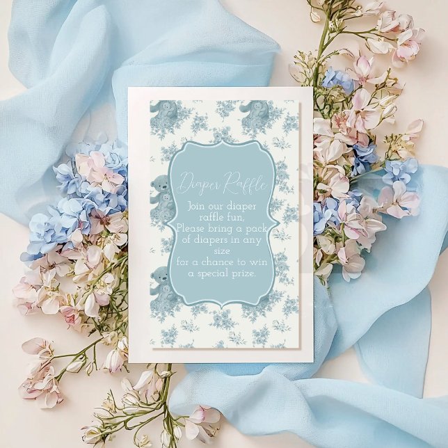 French Toile Bear and Bunny Baby Shower Enclosure Card (Creator Uploaded)