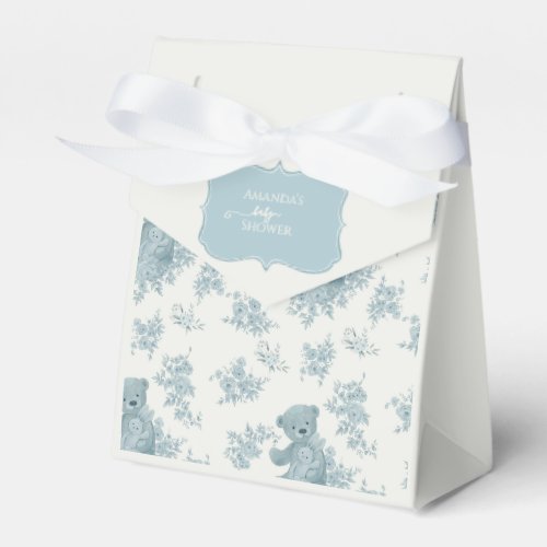 French Toile Bear and Bunny Baby Shower Favor Boxes