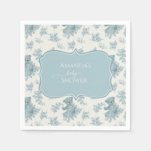 French Toile Bear and Bunny Baby Shower Napkins
