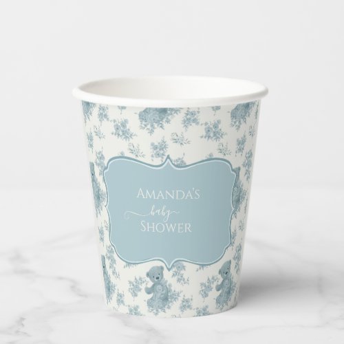 French Toile Bear and Bunny Baby Shower Paper Cups