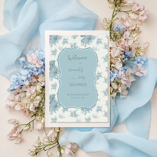 French Toile Bear and Bunny Baby Shower Welcome Foam Board