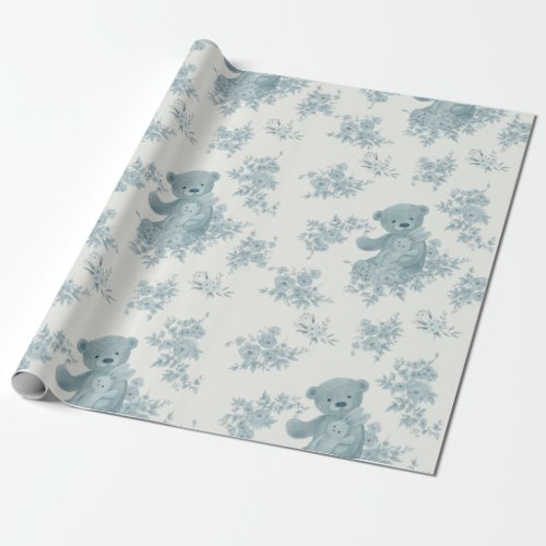 French Toile Bear and Bunny Wrapping Paper