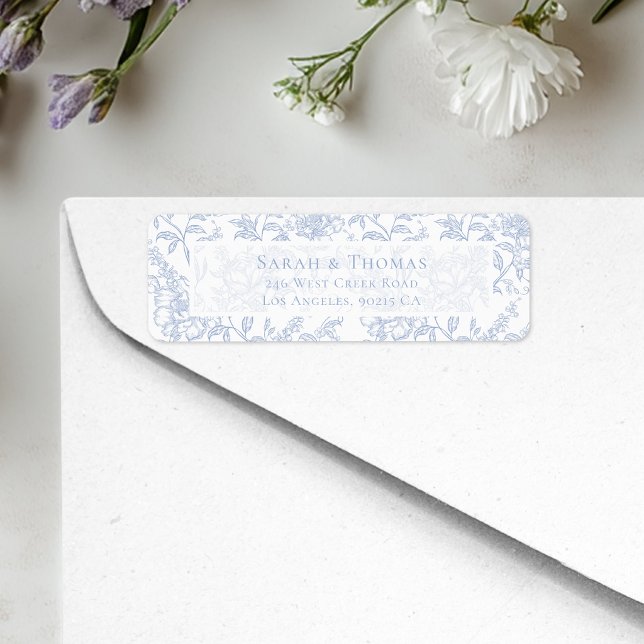 French Toile Blue Chinoiserie Return Address Label (Creator Uploaded)