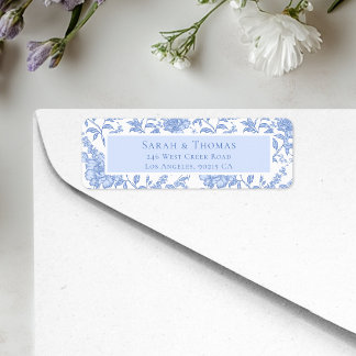 French Toile Blue Chinoiserie Return Address Label