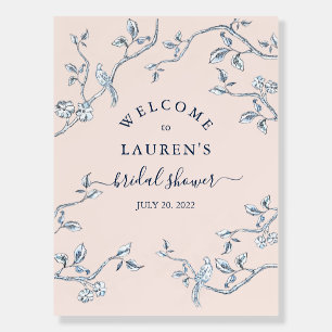 French Toile Blue & pink Bridal shower Welcome Foam Board