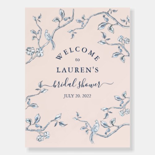 French Toile Blue  pink Bridal shower Welcome Foam Board