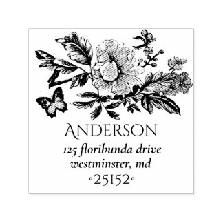 French Toile Bouquet Sketch Self-inking Stamp