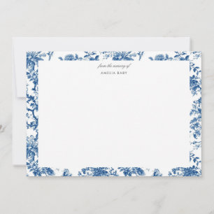 French Toile Chinoiserie Elegant Floral Note Card