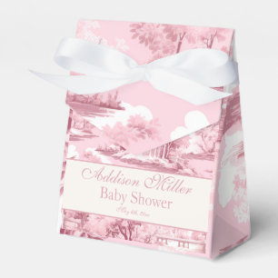 French Toile Coquette Pink Bow Bridal Shower Favor Boxes