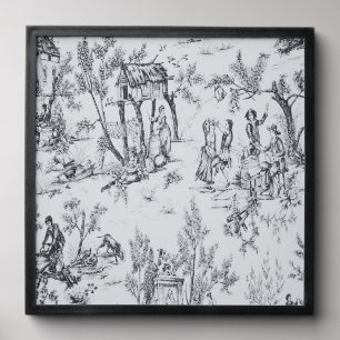 French toile de jouy black and white elegant art peel and stick photo tile