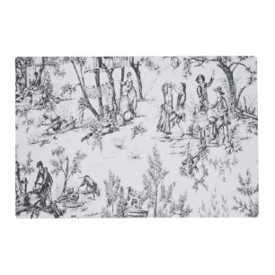 French toile de jouy black and white elegant art placemat