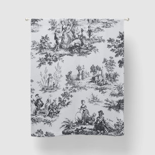French toile de jouy black and white elegant blackout curtains