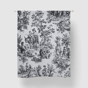 French toile de jouy black and white elegant blackout curtains