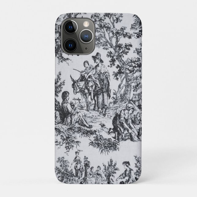 French toile de jouy black and white elegant Case-Mate iPhone case (Back)