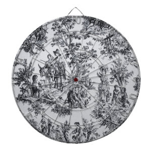 French toile de jouy black and white elegant dart board