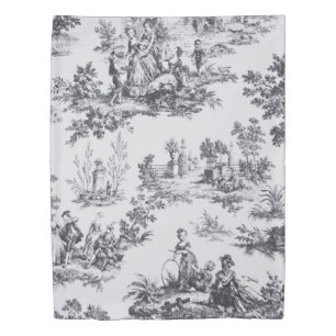 French toile de jouy black and white elegant duvet cover