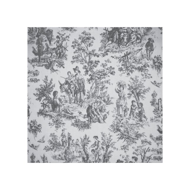 French toile de jouy black and white elegant gallery wrap (Front)