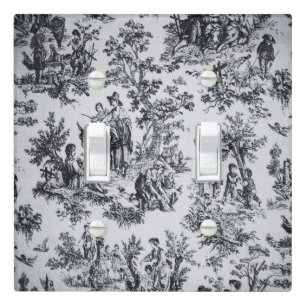 French toile de jouy black and white elegant light switch cover