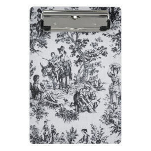 French toile de jouy black and white elegant mini clipboard