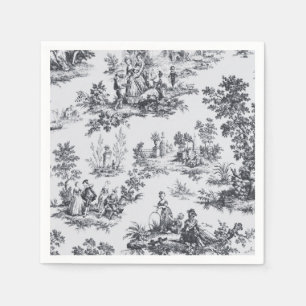 French toile de jouy black white elegant decoupage napkins
