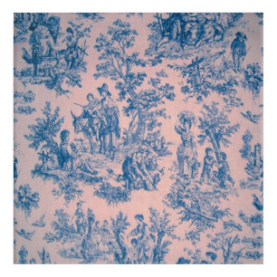 French toile de jouy blue and pink elegant acrylic print