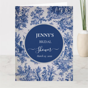 French Toile de Jouy Blue and White Bridal Shower Card