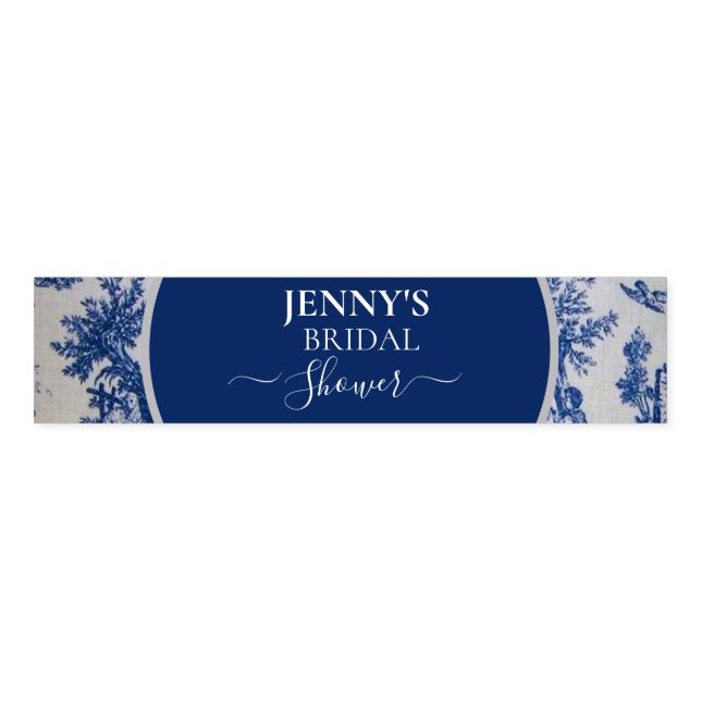 French Toile de Jouy Blue and White Bridal Shower Napkin Bands (Unfolded)