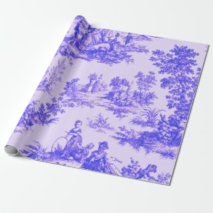 French toile de jouy blue and white decoupage wrapping paper