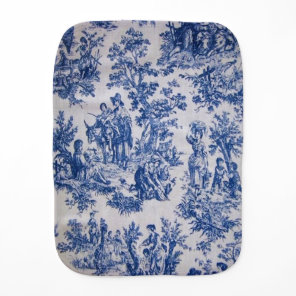 French toile de jouy blue and white elegant baby burp cloth