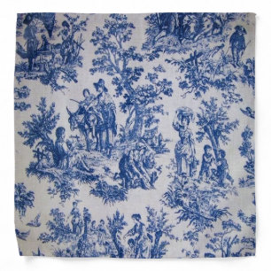 French toile de jouy blue and white elegant bandana