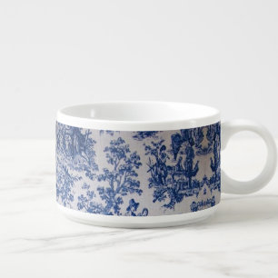 French toile de jouy blue and white elegant bowl