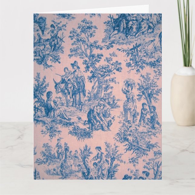 French toile de jouy blue and white elegant card (Front)
