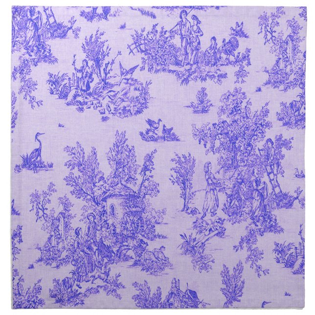 French toile de jouy blue and white elegant cloth napkin (Front)