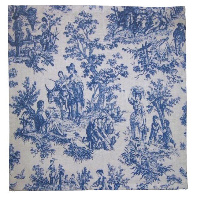 French toile de jouy blue and white elegant cloth napkin (Front)