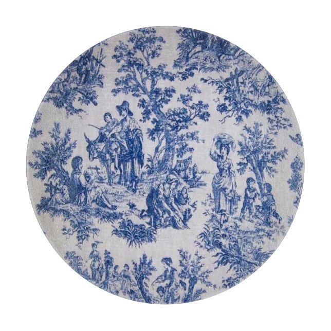 French toile de jouy blue and white elegant cutting board (Front)
